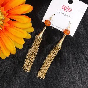 Long Boho Earrings Crystal Fringe Tassel Drops NWT